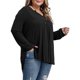 thumbnail image 4 of Camisa de mujer Botón plisado Blusa suelta Camiseta de manga larga Top, Negro, XXL Vogacara  AP000668-05, 4 of 7