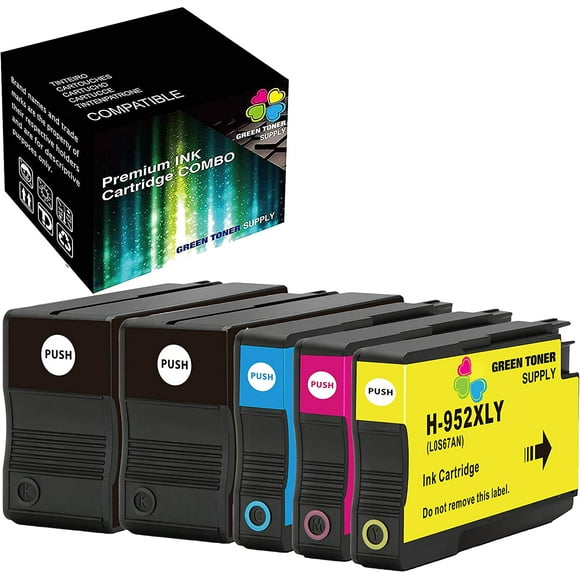 TRAHOO-(5 Pack, Color Set) Compatible 952 Ink cartridge (2xB+CYM) for HP OfficeJet Pro 7720 7740 8710 8715 8720 All-in-One Printer, Sold by GTS