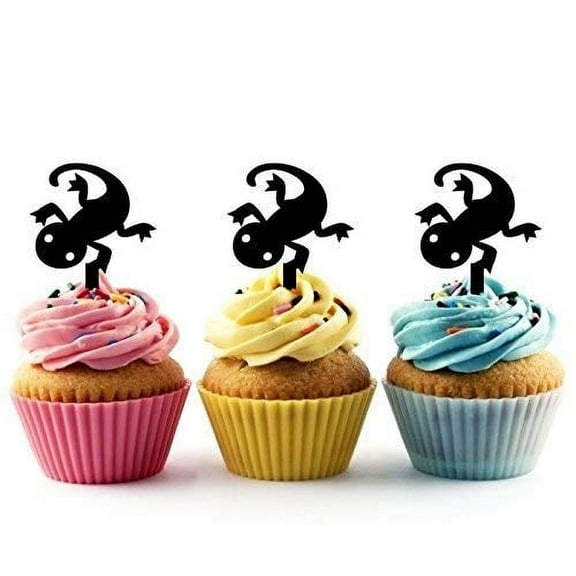 Whimsical Practicality's Gecko/Lizard Silhouette Acrylic Cupcake Toppers 12 pcs