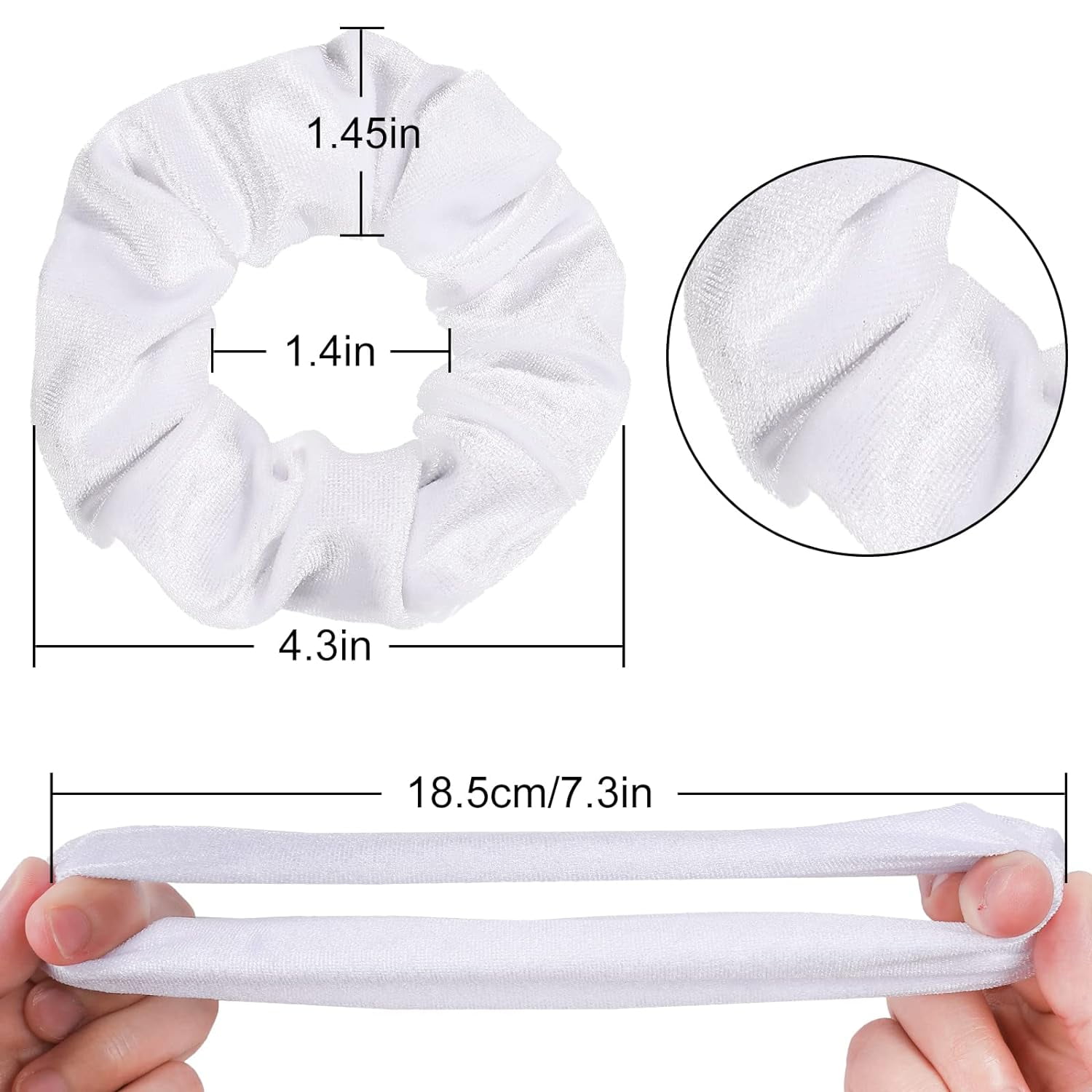 12 Pieces Hair Scrunchies Velvet Elastics Scrunchy Bobbles Soft Hair Bands Hair Ties for Women Teenage Girls (White)