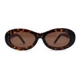 thumbnail image 2 of Womens Oval Thick Plastic Mod Fashion Plastic Sunglasses Tortoise Brown, 2 of 4