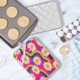 thumbnail image 5 of 2Pack Heat-Resistant Quilted Cotton Potholders - Stylish Kitchen Grips for Hot Pots & Pans Ovens Groovy Daisies with Smiley Faces, 5 of 7