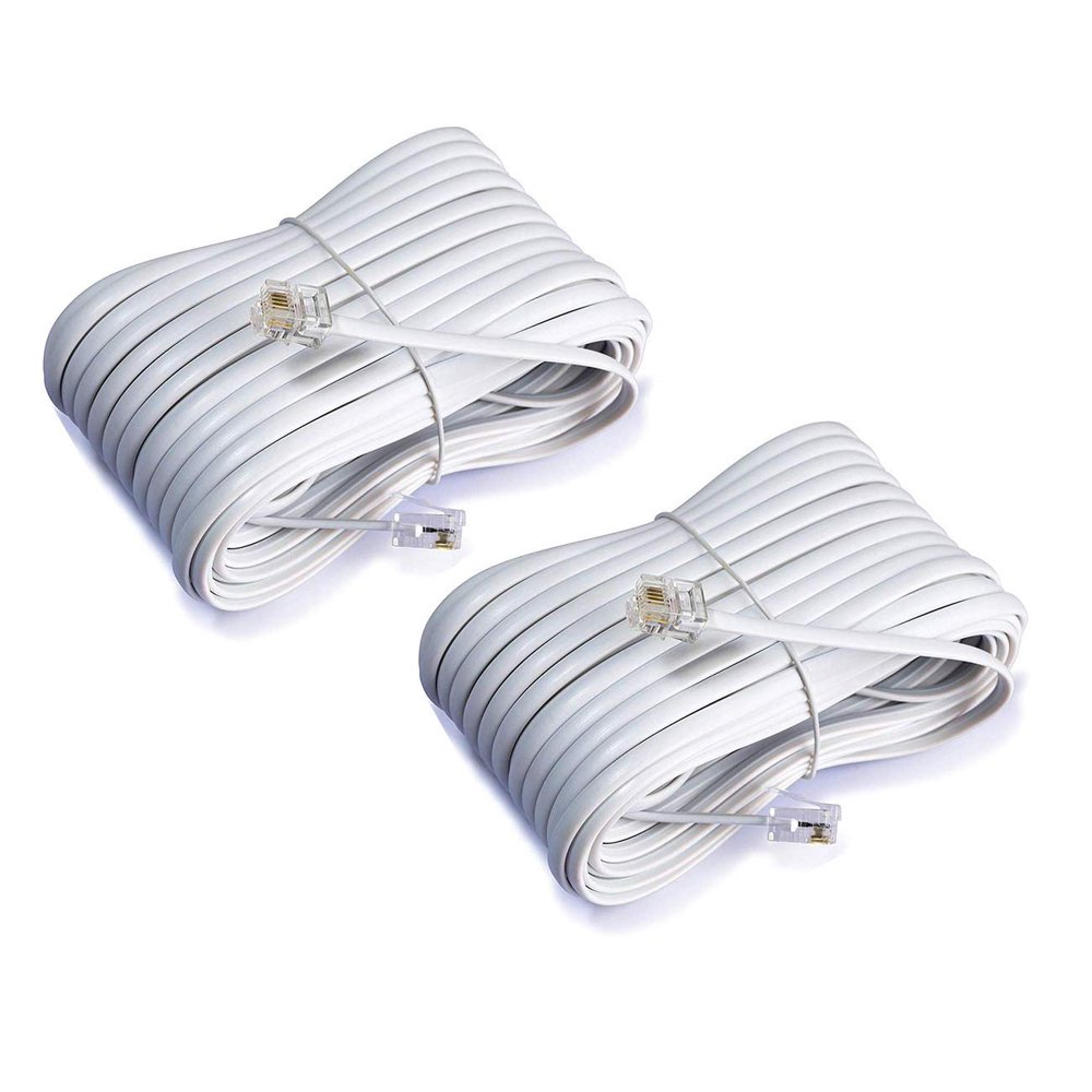 iMBAPrice (2-Pack) 50 Feet RJ11 4C Modular Long Telephone Extension ...