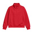 thumbnail image 2 of Girls Quarter Zip Sweatshirt Casual Fashion Turtleneck Long Sleeve Kids Pullover Tops Red 7-8 Years, 2 of 6