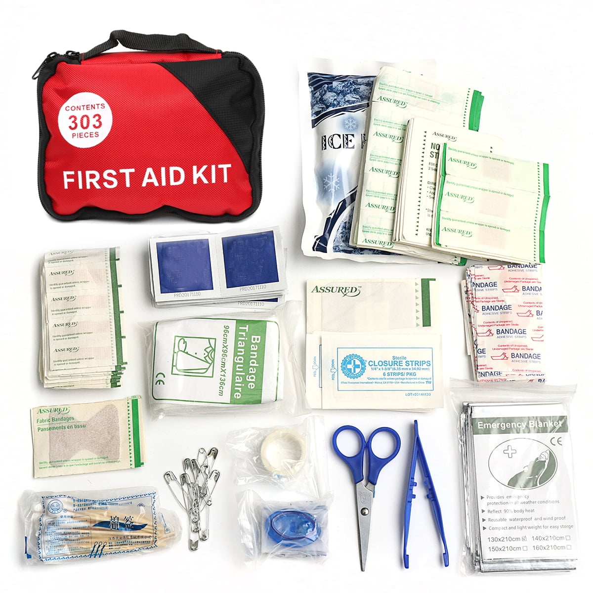 303 pieces first aid mega kit! All contents are stored in convenient