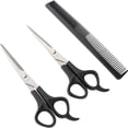 thumbnail image 2 of 3Pcs/Set Hairdressing Scissors Kit Tool for Children's Hair Thinning and Styling Hair-for Men and Women Scissors Comb Hair Tools (Black), 2 of 7