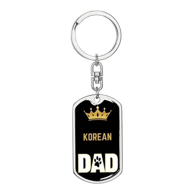 Cat Key Ring Korean Cat Dad King Keychain Stainless Steel or 18k Gold