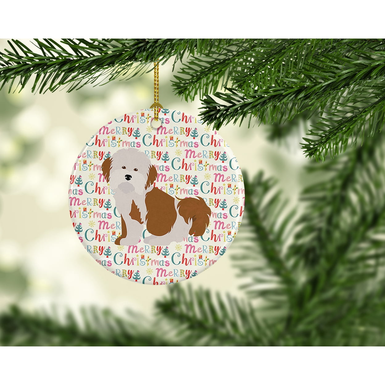 Havanese #2 Merry Christmas Ceramic Ornament 2.8 in x 2.8 in