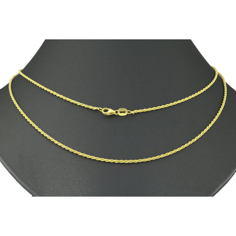 Nuragold 14k Yellow Gold 1.5mm Solid Rope Chain Diamond Cut Link