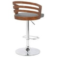thumbnail image 5 of Drevy Adele Adjustable Height Swivel Grey Faux Leather and Walnut Wood Bar Stool with Chrome Base, 5 of 8