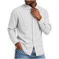 thumbnail image 6 of Busydd Mens Button Down Shirt with Front Pocket Solid Color Long Sleeve Shirts for Men Dressy Casual Turndown Collar Shirts XL, 6 of 9