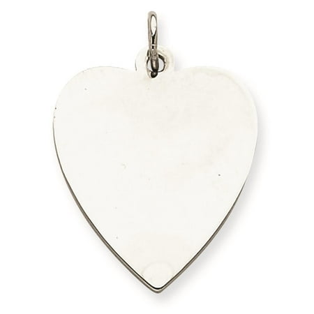 Engravable Polished Heart Disc Charm Sterling Silver Pendant 23mmx20mm