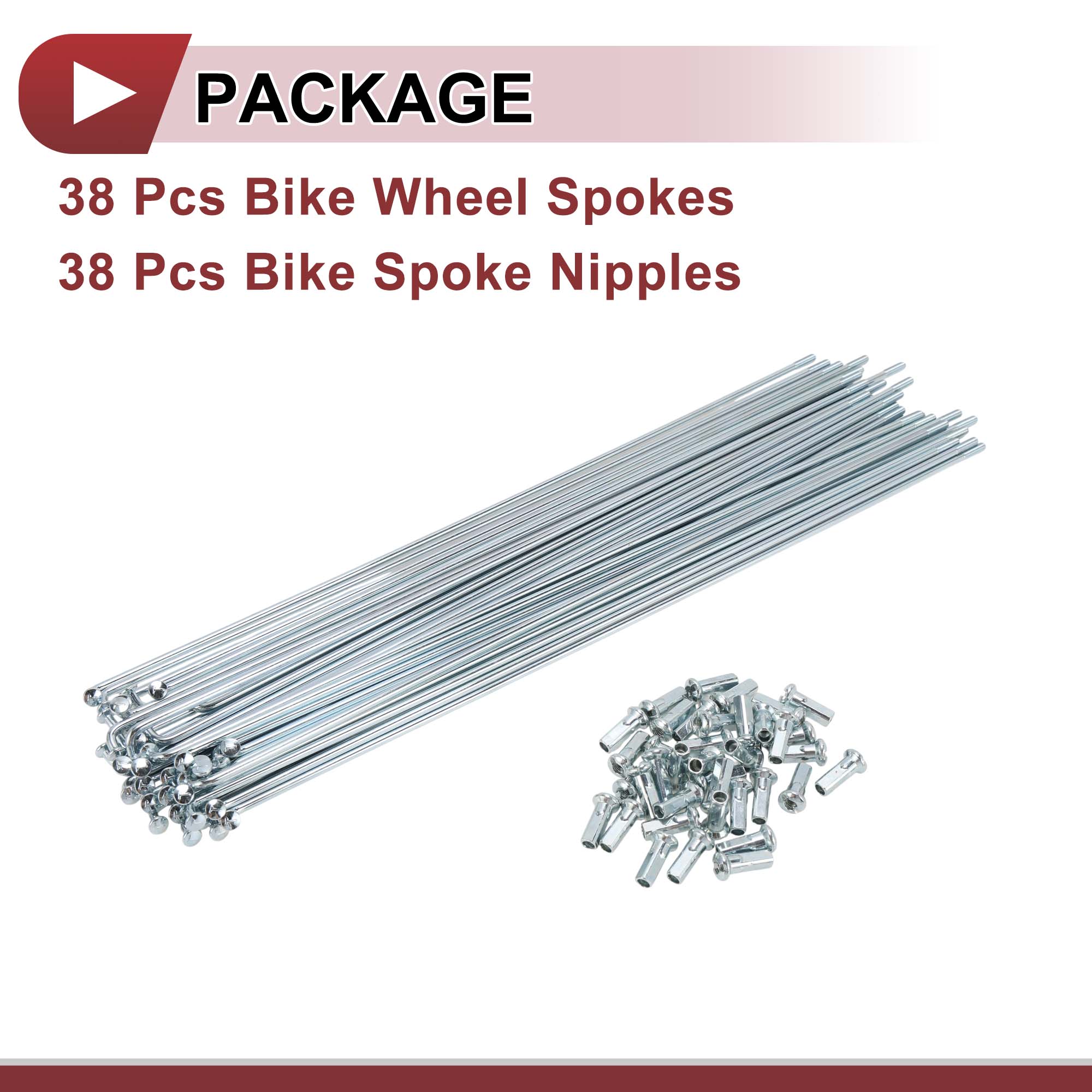 Unique Bargains 38Pcs Durable 12G Bike Wheel Spokes Galvanized Carbon Steel Silver 10.24"