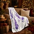 thumbnail image 3 of Purple Lavender Flower Sprigs, Cozy Flannel Blanket for Botanical Art Enthusiasts, Watercolor Botanical Floral Illustration Composition Home Decor for Living Room and Bedroom, Appreciation Gift, 3 of 7