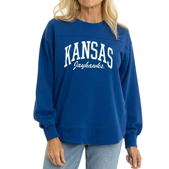 Women's Royal Kansas Jayhawks Yvette Pullover Sweatshirt