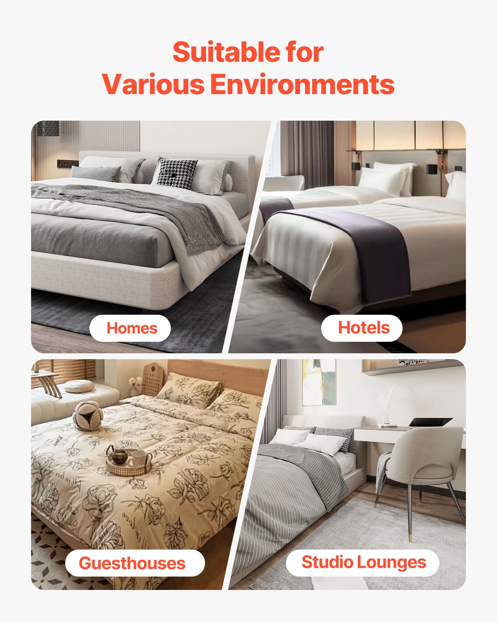 VEVOR Box Spring, Queen Size Bed Frame with Washable Fabric Cloth, Heavy Duty Metal Frame for Queen Bed, 4 in Mattress Foundation, 3500 lbs Max Weight Capacity, Easy Assembly,79.1 L x 59.4 W x 4 H in