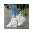thumbnail image 3 of Ferndule Women Hidden Wedge Booties Lace Up Winter Boot Faux Fur Snow Boots Slip Resistant Plush Lined Ankle Bootie Walking Shoes Comfort Warm White 8, 3 of 4