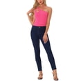 thumbnail image 2 of CAMISETA LEOTARDO REFINADA para MUJER de UN HOMBRO, Cuerpo Ajustado de Punto Acanalado, Tallas XL, Rosa Fucsia, 2 of 6