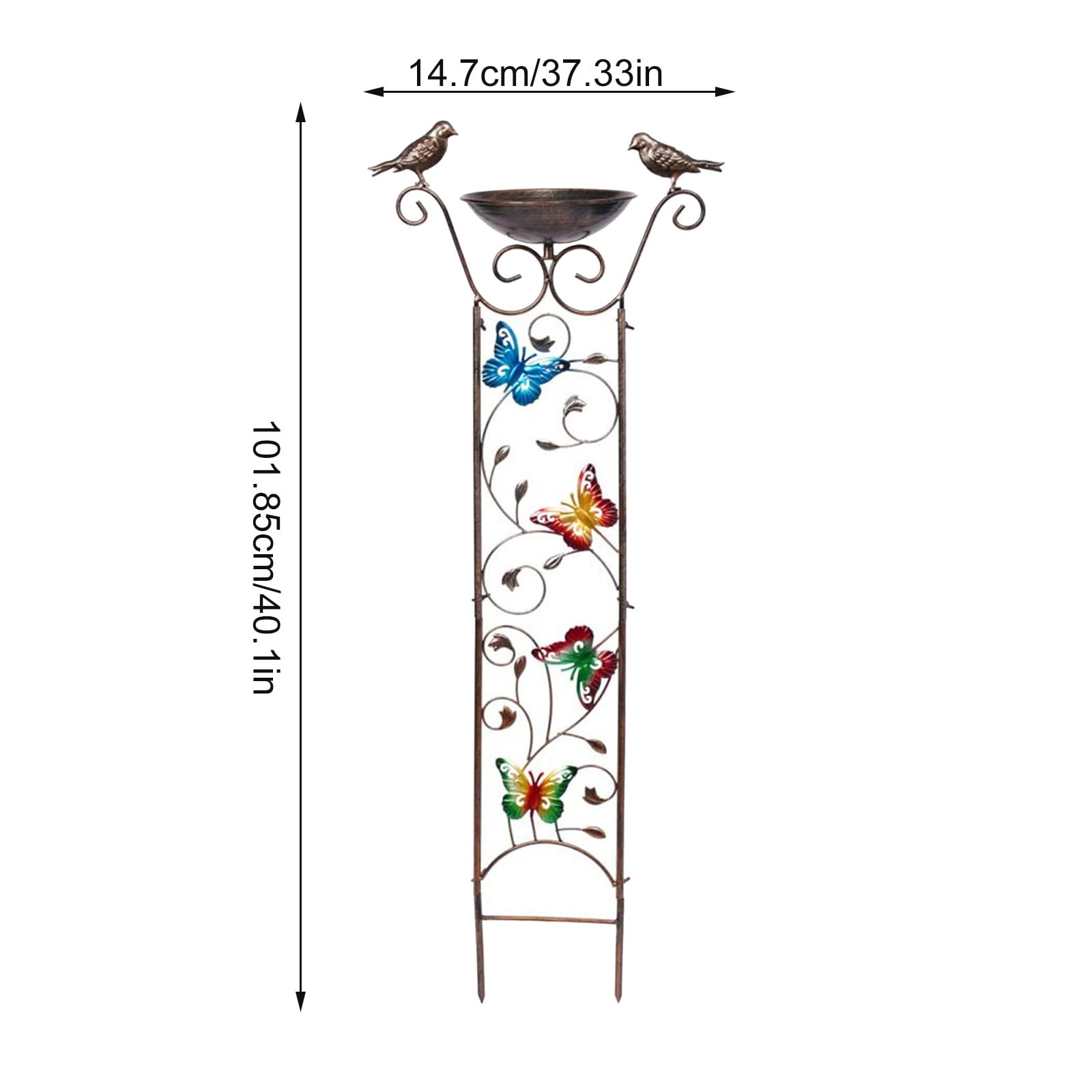 MOQIN Bird Bath with Garden Trellis for Climbing Plants Outdoor, with Decorative Free Standing Detachable Bird Feeder Bowl Bird Baths for Outdoors Metal Antique
