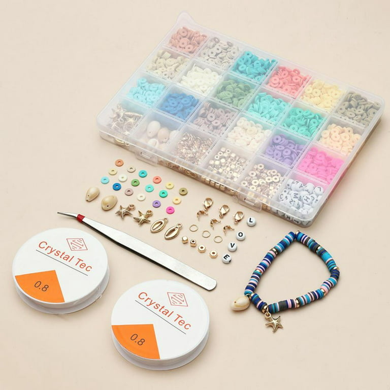 Clay Beads, Flat Round Polymer Clay Beads DIY Jewelry Marking Kit