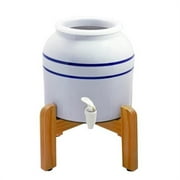 New Wave Enviro 796515300369 Porelain Dispenser with Wood Counter Stand, Blue Striped