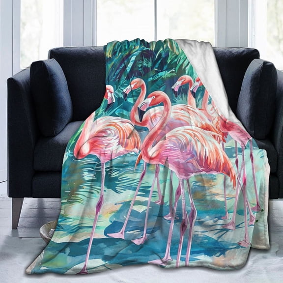 Cartoon Flamingo Throw Blanket Ultra Soft Cozy Decorative Flannel Blankets for Home Bed Couch Chair Travel 50x40