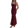 thumbnail image 3 of Jaimenalin Women'S Bodycon Lace Maxi Dress Elegant Formal Spaghetti Strap Cowl Neck Evening Party Dresses Wine Red M, 3 of 9