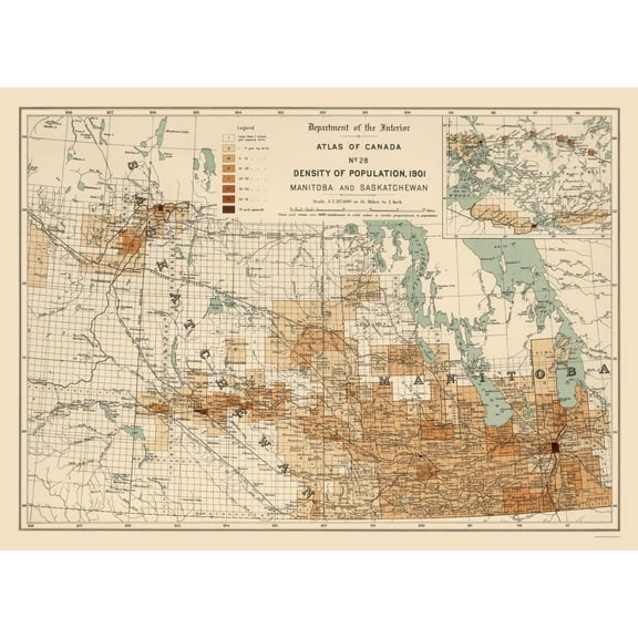 Historic Map - Manitoba Saskatchewan Canada - White 1906 - Vintage Wall Art