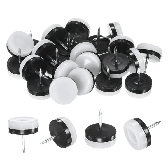 Uxcell 24-Pack Furniture Sliders, 1" Nail-on Chair Leg Protectors for Hardwood Floors/Table/Chair/Wooden Floors [White]