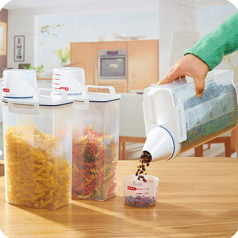 MR.Siga 2 Pack Airtight Cereal Dispenser Set, Plastic Cereal Containers  Storage Dispenser, BPA Free, 1.3 L / 1.37qt, Medium, White 