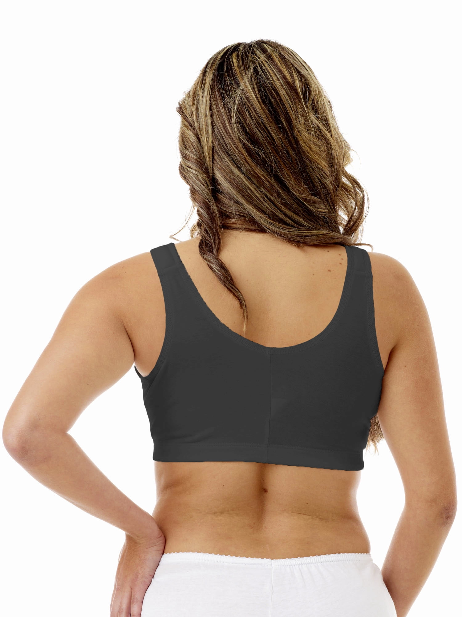 Underworks Black Double Mastectomy Bra with Molded Pad Prosthesis Inserts - Cotton Adjustable Sleep and Leisure Bra - Padded Shoulders Black 48-50 B/C/D