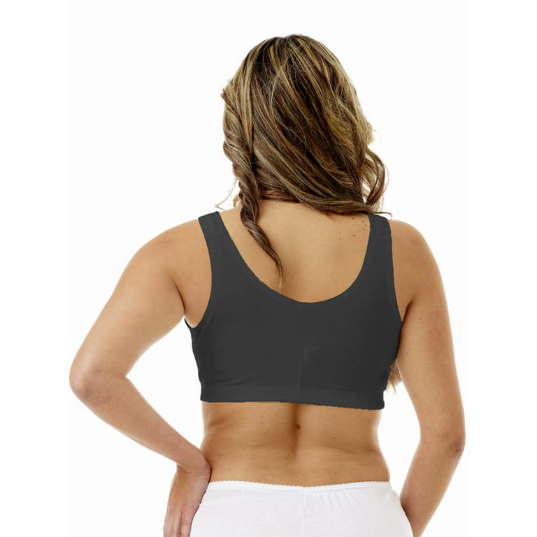 Underworks Black Double Mastectomy Bra with Molded Pad Inserts - Cotton  Adjustable Sleep and Leisure Bra - Padded Shoulders