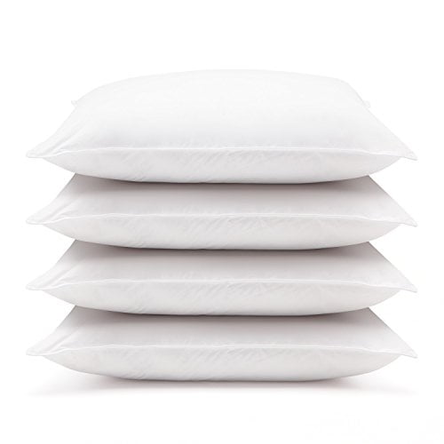 DOWNLITE 4-Pack Set of Hotel Style Hypoallergenic Down Alternative Bed  Pillows – Standard/Queen Jumbo Size, 20” x 28” – Soft/Medium Density, for