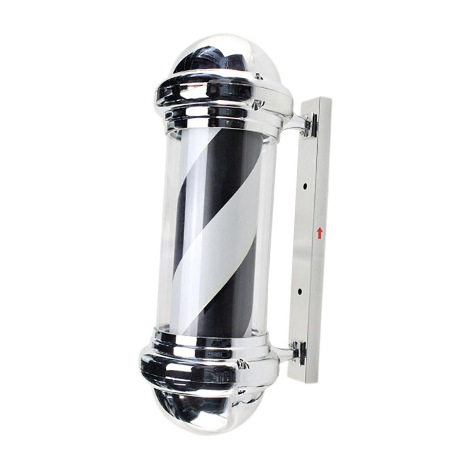 TOOYFUL Barber Pole Light Hair Salon Signage Light Sturdy,Waterproof,Salon Open Sign Light Salon Rotating Light for Indoor Hair Salon Black White