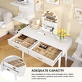 thumbnail image 2 of LAZZO 40” Small Writing Desk with Drawers, Modern Vanity Desk for Home Office and Small Spaces, White, 2 of 7