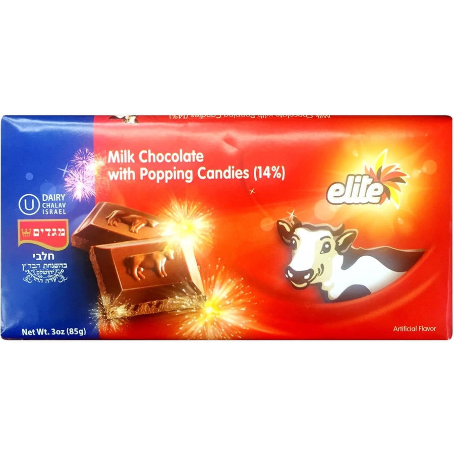 Elite Milk Chocolate with Popping Candies Candy Bar, 3 oz