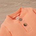 thumbnail image 4 of MesaSe Newborn Infant Baby Boy Girl Winter Clothes Ribbed Solid Button Long Sleeve Tops Pants 2PCS Set Orange 0-3 Months, 4 of 8