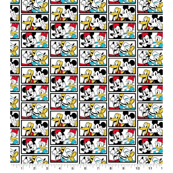 Springs Creative 18" x 21" Cotton Mickey and Friends Tile Precut Sewing & Craft Fabric, Multi-color