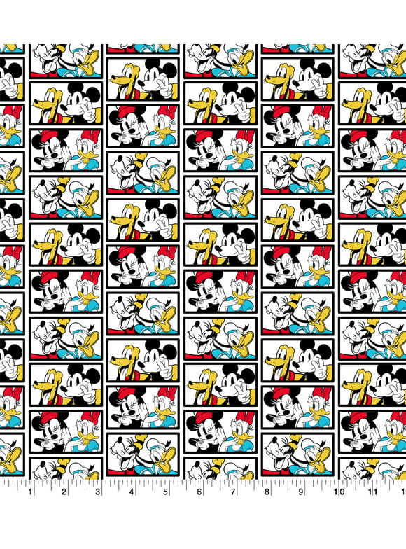 Springs Creative 18" x 21" Cotton Mickey and Friends Tile Precut Sewing & Craft Fabric, Multi-color