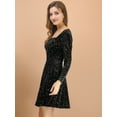 thumbnail image 4 of INSPIRE CHIC Women's Stars Velvet Square Neck Vintage Mini Dresses, 4 of 7
