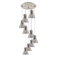 thumbnail image 4 of Innovations Lighting  Newton Cone - 9 Light 8" Cord Hung Multi Pendant - 18" Canopy. Brushed Satin Nickel/Light Smoke, 4 of 5