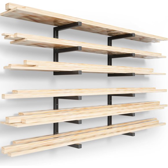 Wood Organizer and Lumber Storage Rack Wall Mount Heavy Duty Metal Shelf with Level Max lbs Indoor & Outdoor Use Orange