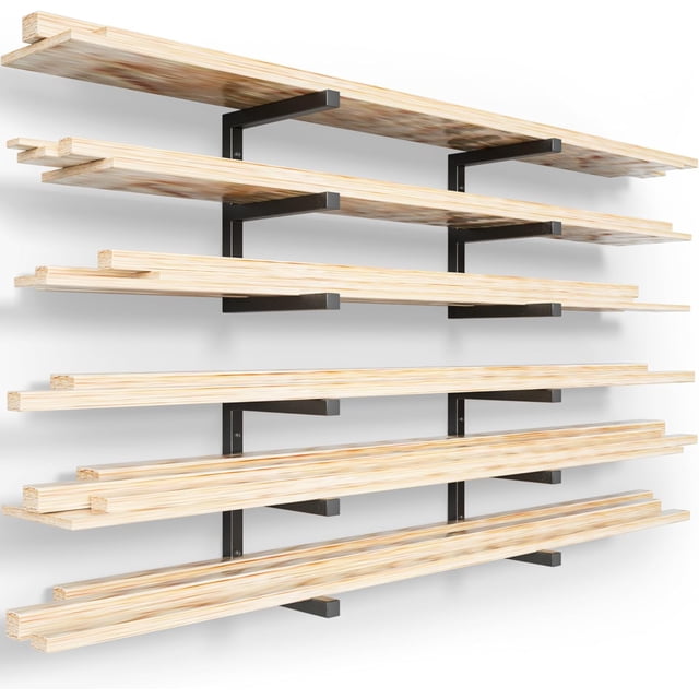 Wood Organizer and Lumber Storage Rack Wall Mount Heavy Duty Metal Shelf with Level Max lbs Indoor & Outdoor Use Orange