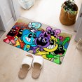 thumbnail image 5 of Alfombrilla antideslizante con estampado de dibujos animados para decoración del hogar, alfombra de pie con estampado de juego de Critters sonrientes, para baño, habitación, vestíbulo, cocina y puerta, 5 of 5