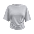 thumbnail image 7 of Htigea Womens Crop Tops Summer Short Sleeve Cinched Waist T-Shirts Trendy Casual Going Out Tee Gray S, 7 of 7