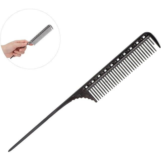 Peine de Pelo Profesional, Peines de Peinado de Peluquería Peine de Metal de Aluminio Herramientas de Peinado (Negro)