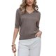 thumbnail image 1 of Camisetas de polo de manga corta INSPIRE CHIC para mujer, con cuello en V, de punto, tops casuales de verano y otoño, L, color café, 1 of 6