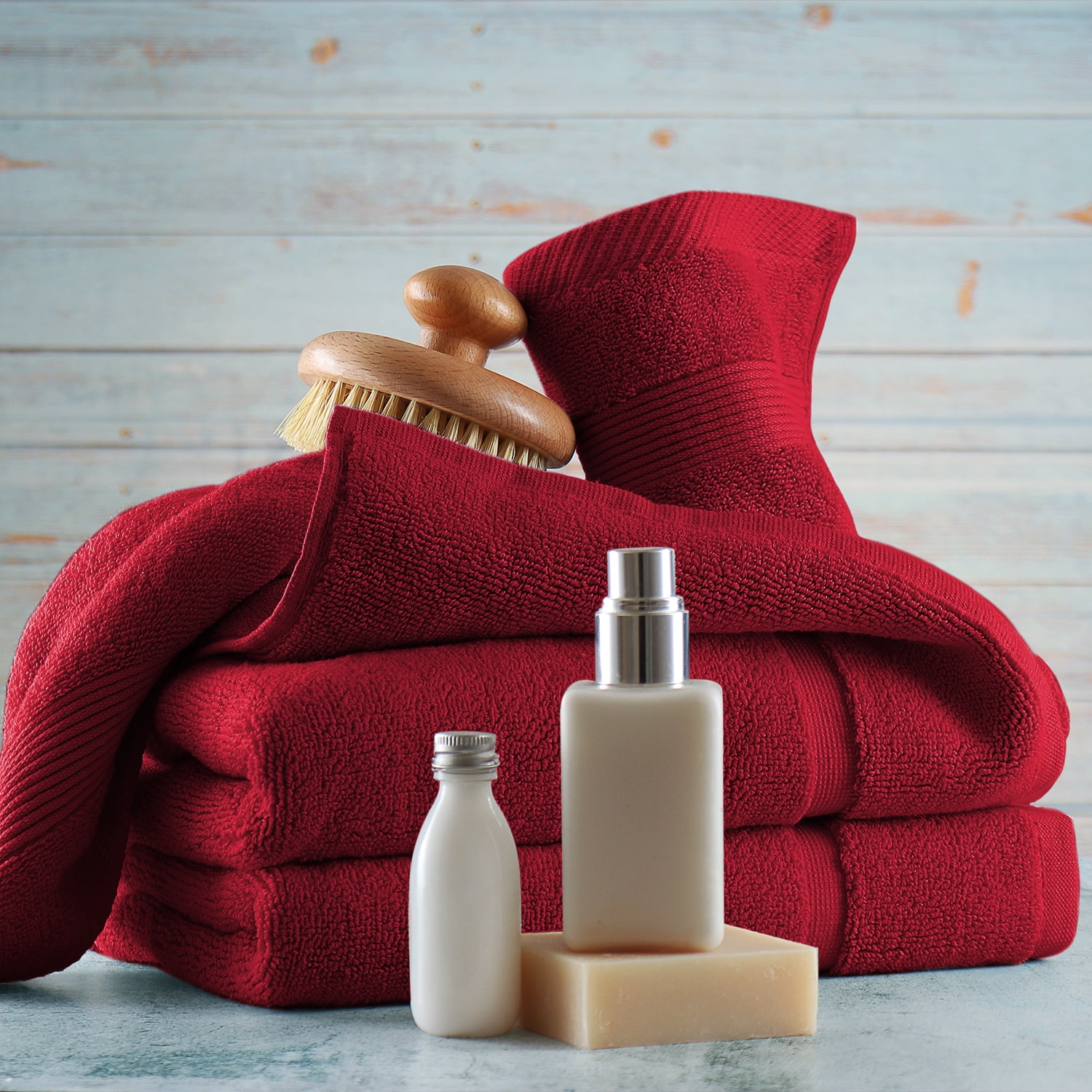 Clara Clark Bath Towels Set, 100% Cotton Luxury Softness 6 Pc Set, Red
