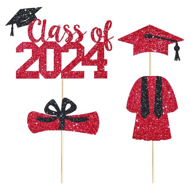 LCXmlly Cake Photo Props Eco Friendly 2024 Graduation Cake Toppers Sparkling Design for Party Decor