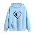 thumbnail image 5 of ATOGUTA Sweatshirts For Girls Long Sleeve Pullover Top Hoodie Kids Fall Winter Sweatshirts Size 5T-15, Light Blue, 5 of 6